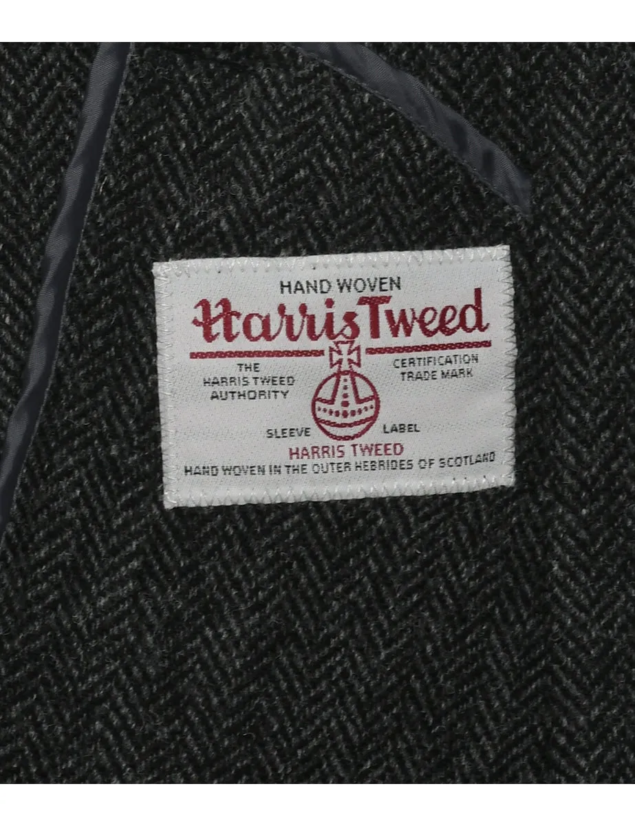 Harris Tweed Herringbone Tweed Wool Coat - XL