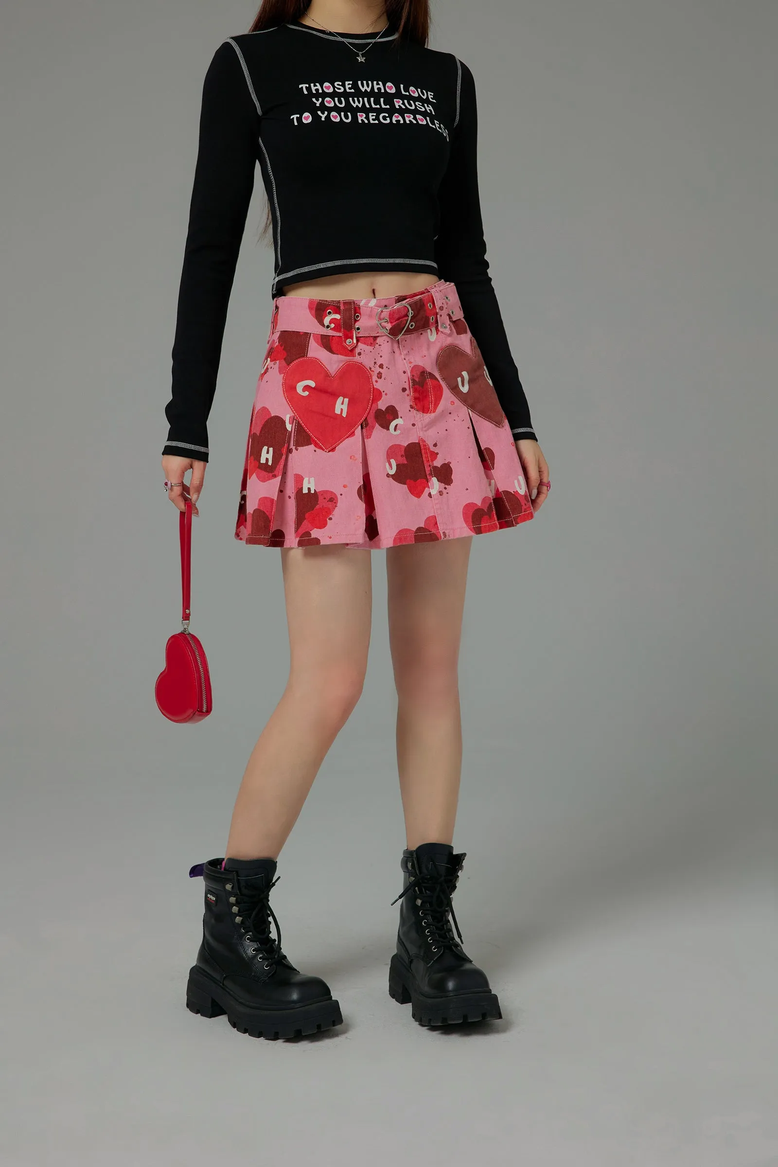 Heart Pleated Skirt