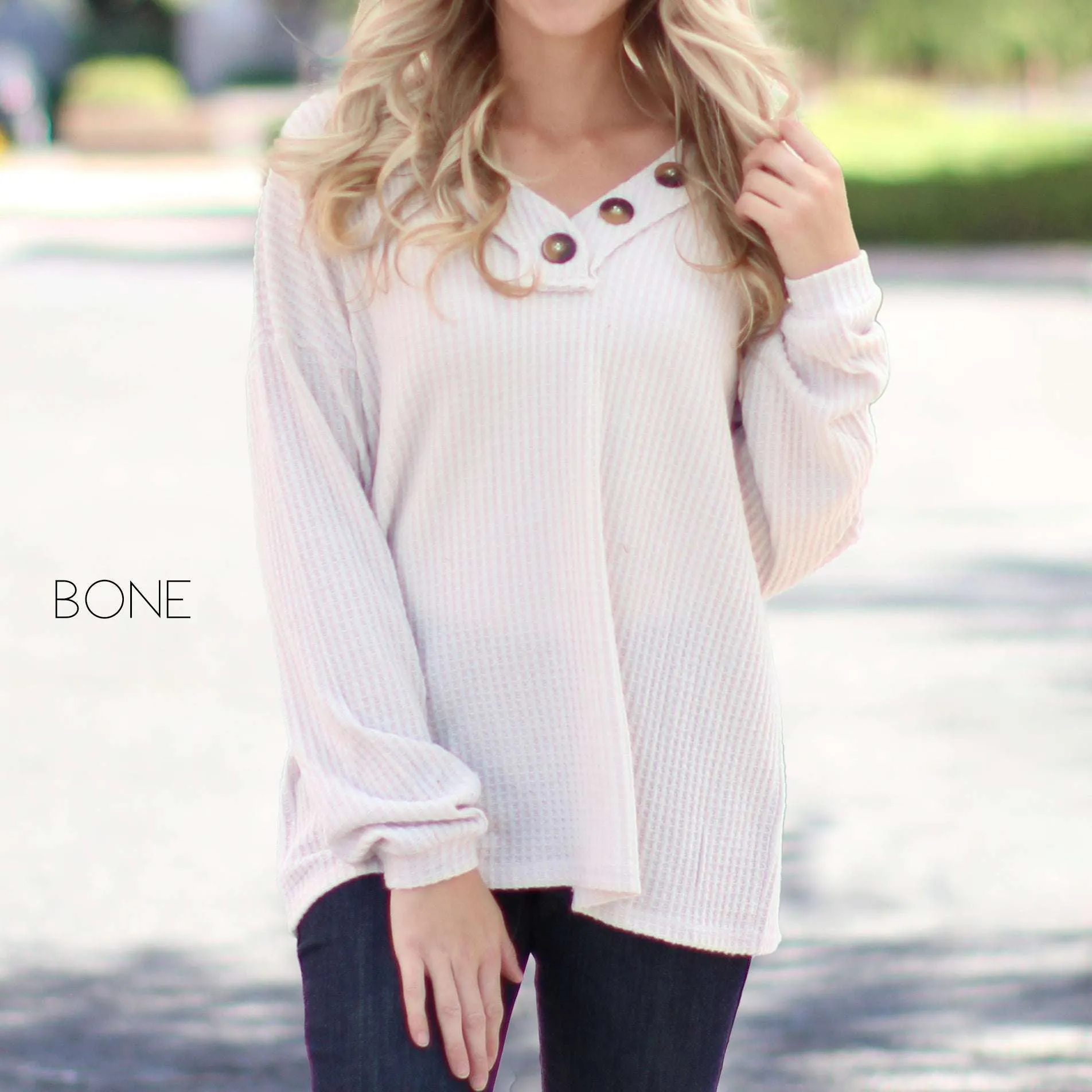 Henley V-Neck Flowy Top | S-XL