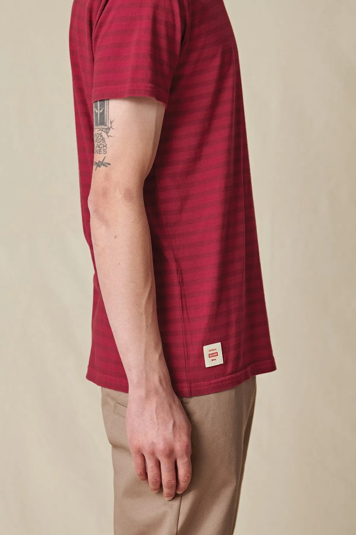 Horizon Striped Tee - Rhubarb