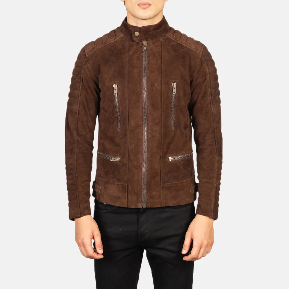 Ilyra Brown Biker Suede Leather Jacket