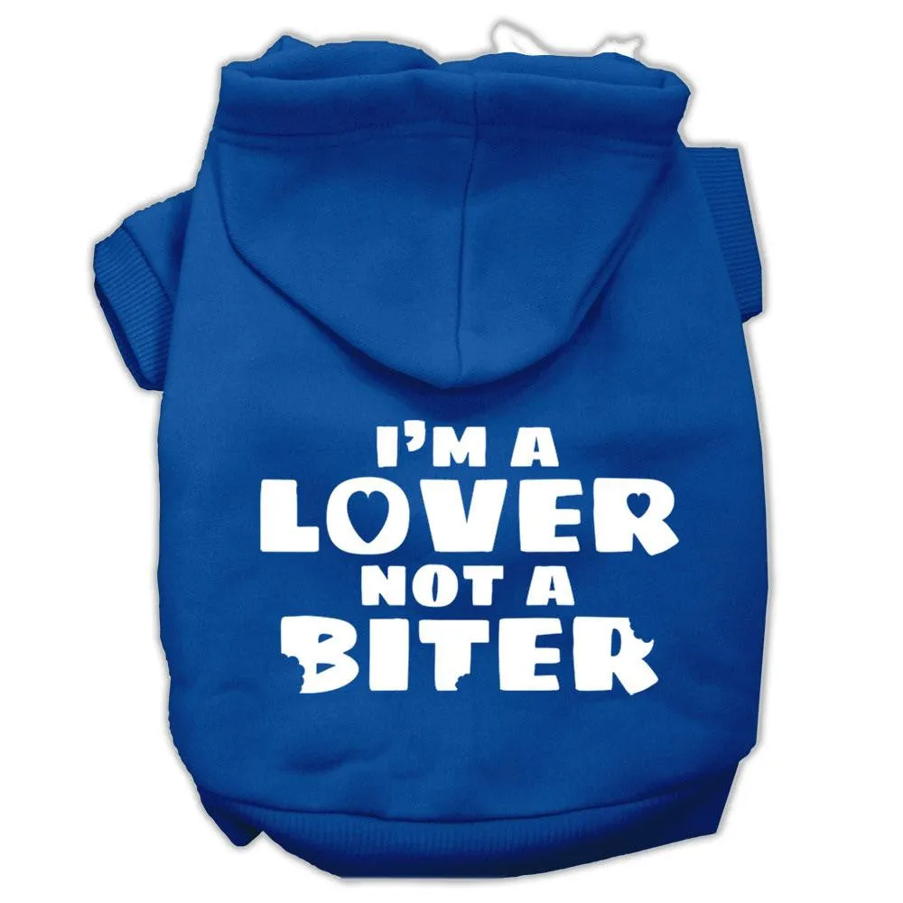 I'm A Lover Not A Biter Screen Printed Dog Pet Hoodies Blue Size Sm (10)