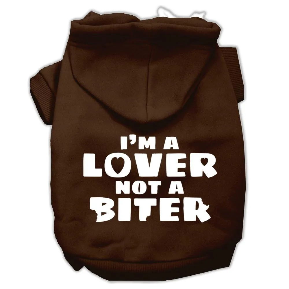 I'm a Lover not a Biter Screen Printed Dog Pet Hoodies Brown Size XXL (18)