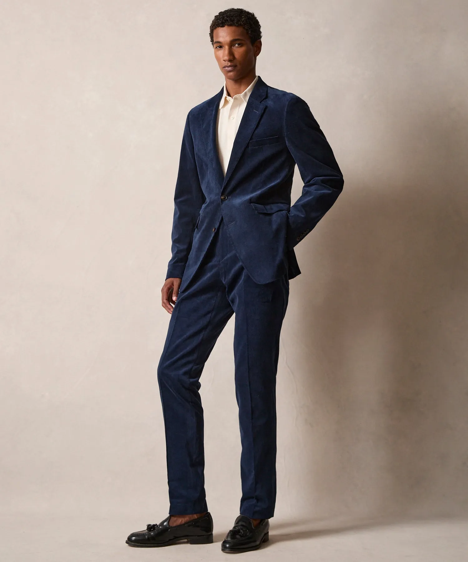 Italian Corduroy Sutton Trouser in Navy