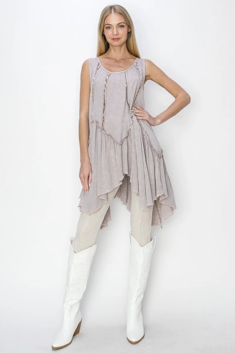 J.Her Sleeveless Boho Tunic Top in Desert Taupe