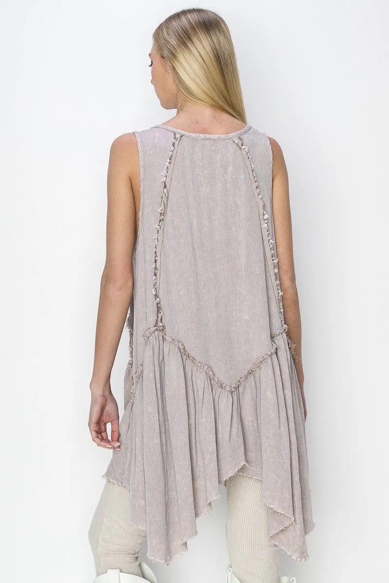 J.Her Sleeveless Boho Tunic Top in Desert Taupe