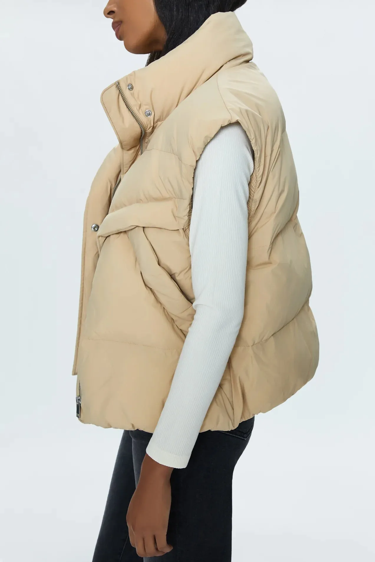 Joss Quilted Puffer Vest ~ Warm Sand