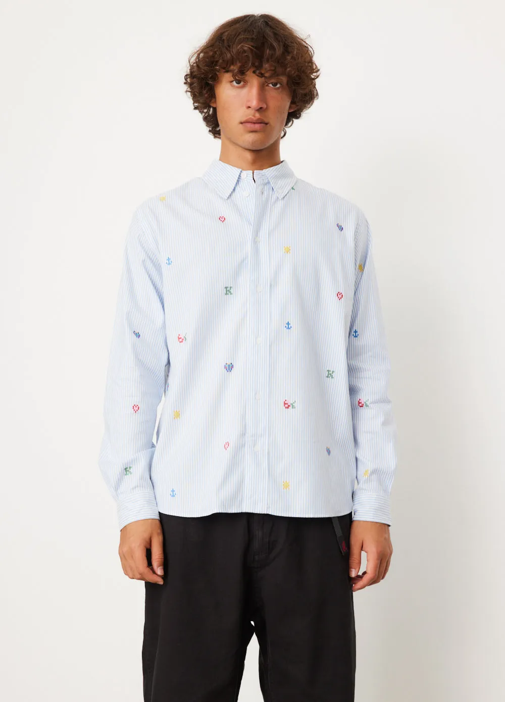 Kenzo Pixel Striped Casual Shirt