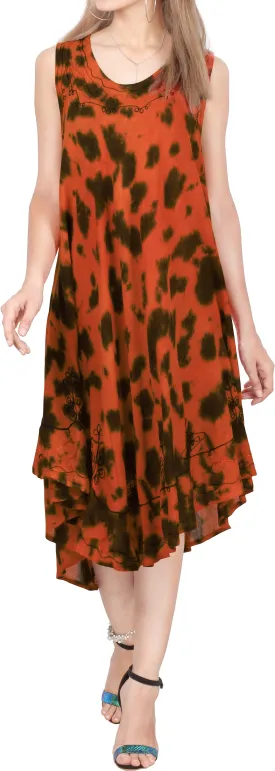 LA LEELA Floral Caftan Beach Dress Cover up for Women Orange_Y870 US Size 14 - 2