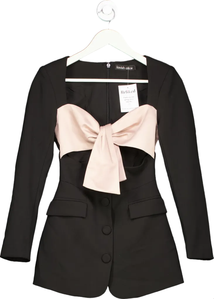 Lavish Alice Black Bow Detail Blazer Dress UK 6