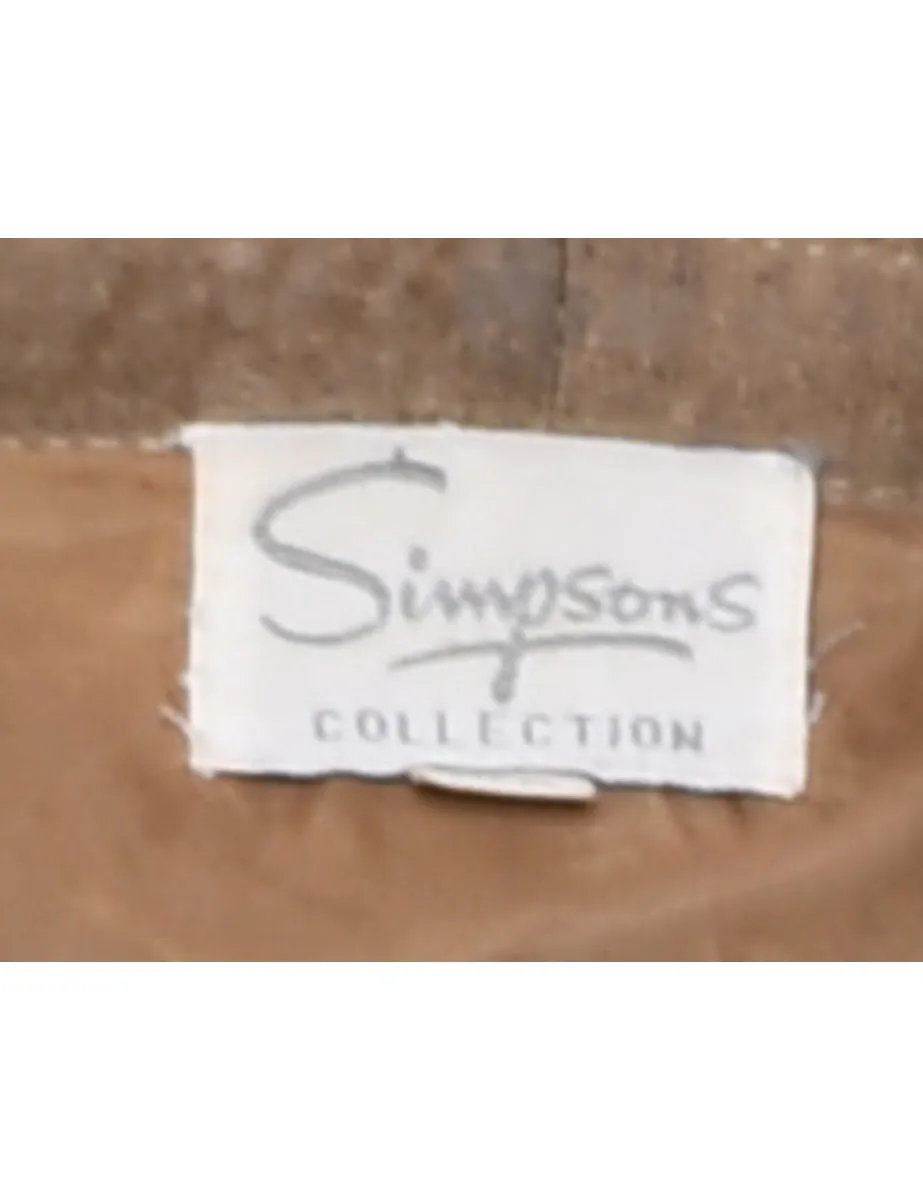 Light Green & Light Brown Contrast Suede Knit Jacket - M