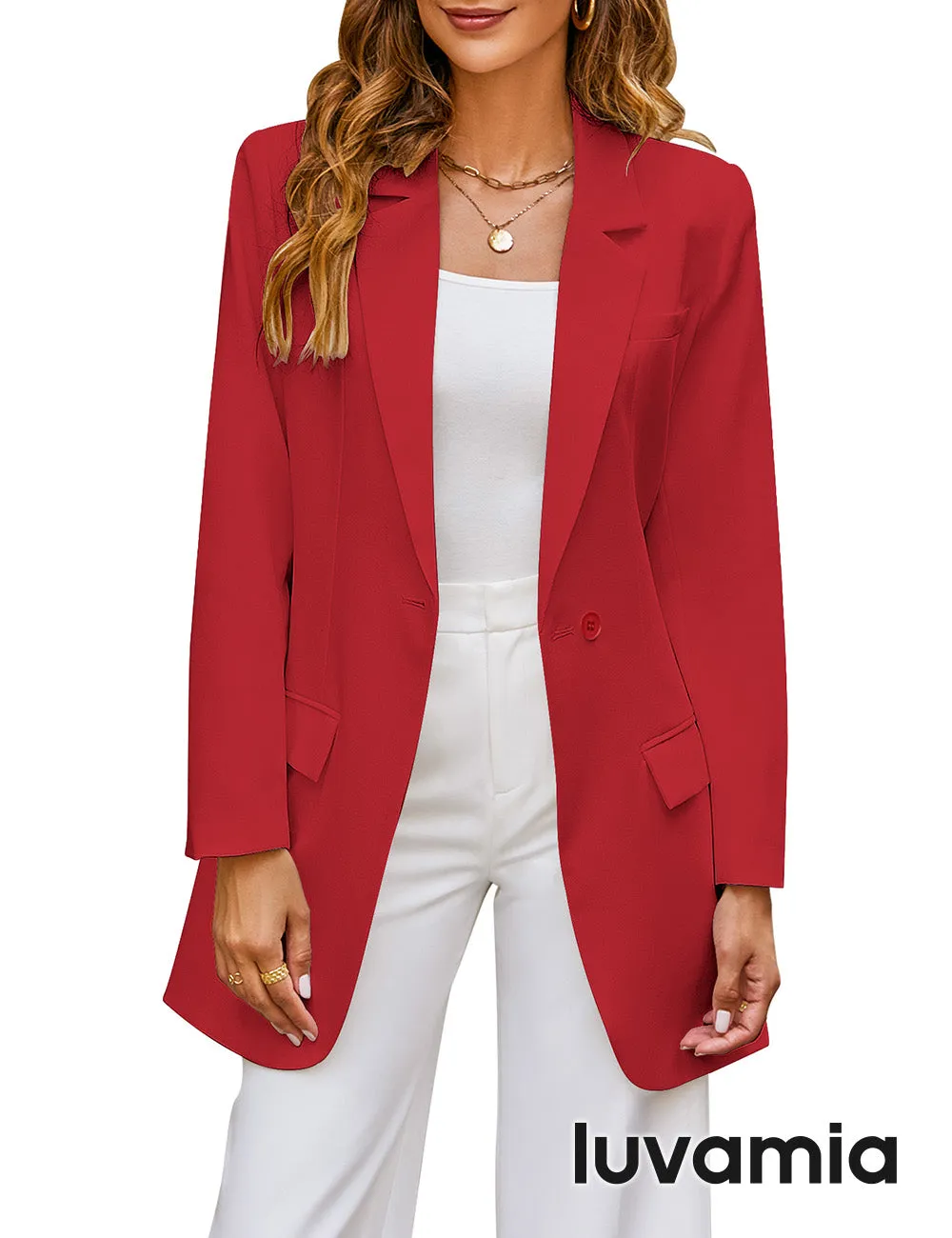 luvamia 2023 Blazers for Women Business Casual Outfits Fashion Dressy Long Suit Jacket Office Belted Blazer Dress Work