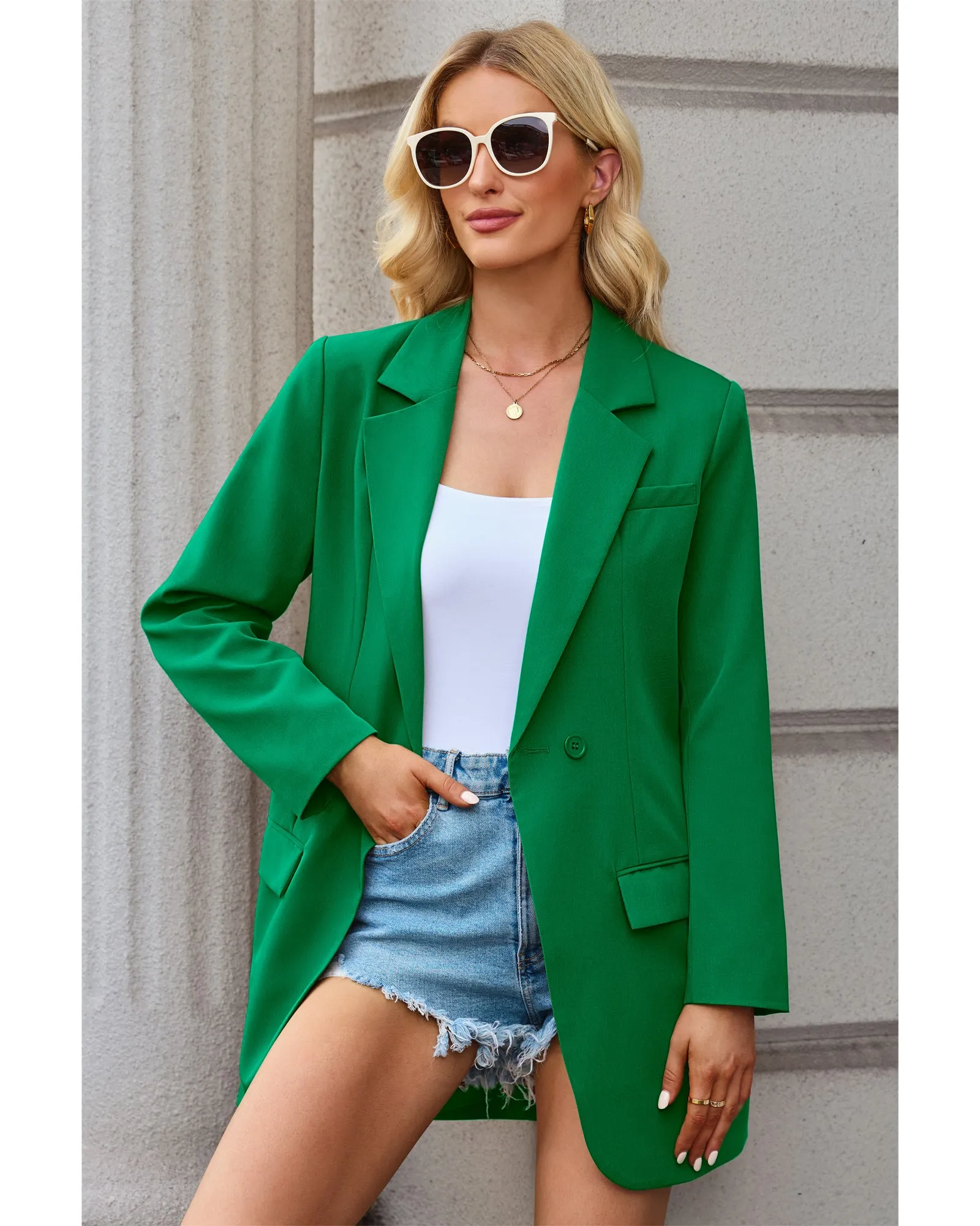 luvamia 2023 Blazers for Women Business Casual Outfits Fashion Dressy Long Suit Jacket Office Belted Blazer Dress Work