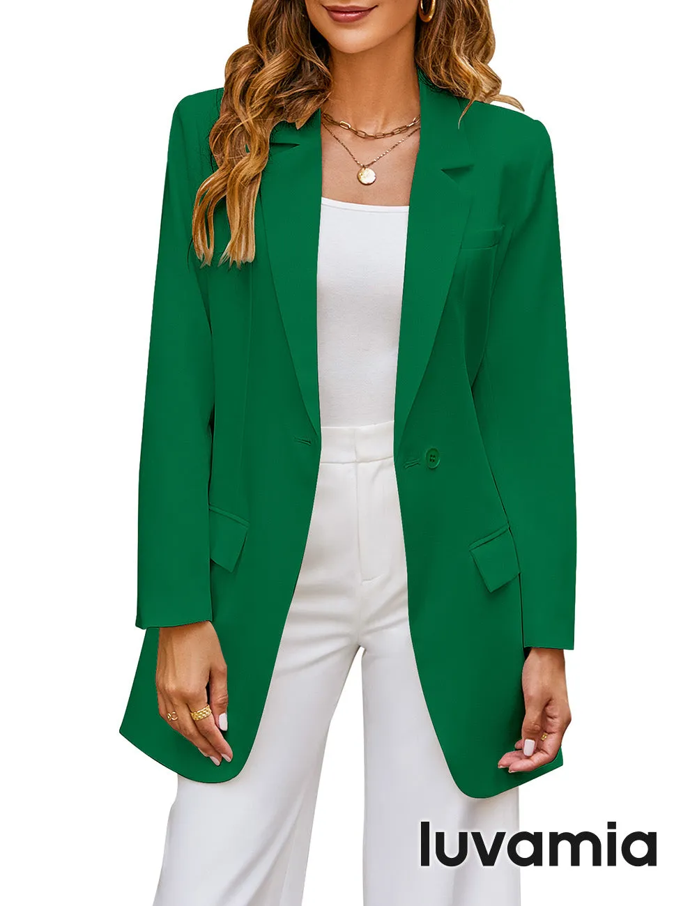 luvamia 2023 Blazers for Women Business Casual Outfits Fashion Dressy Long Suit Jacket Office Belted Blazer Dress Work