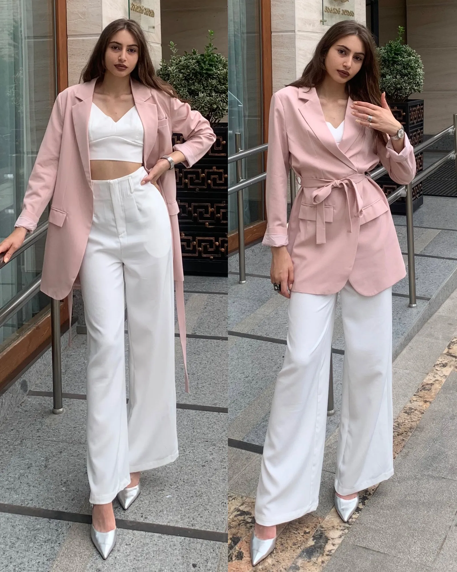 luvamia 2023 Blazers for Women Business Casual Outfits Fashion Dressy Long Suit Jacket Office Belted Blazer Dress Work