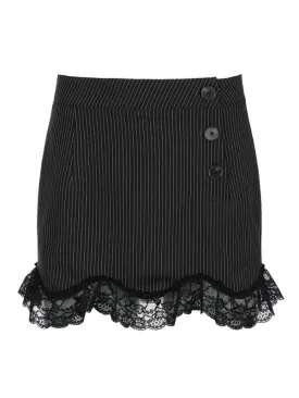 Margaret stripes lace wrapped skirt