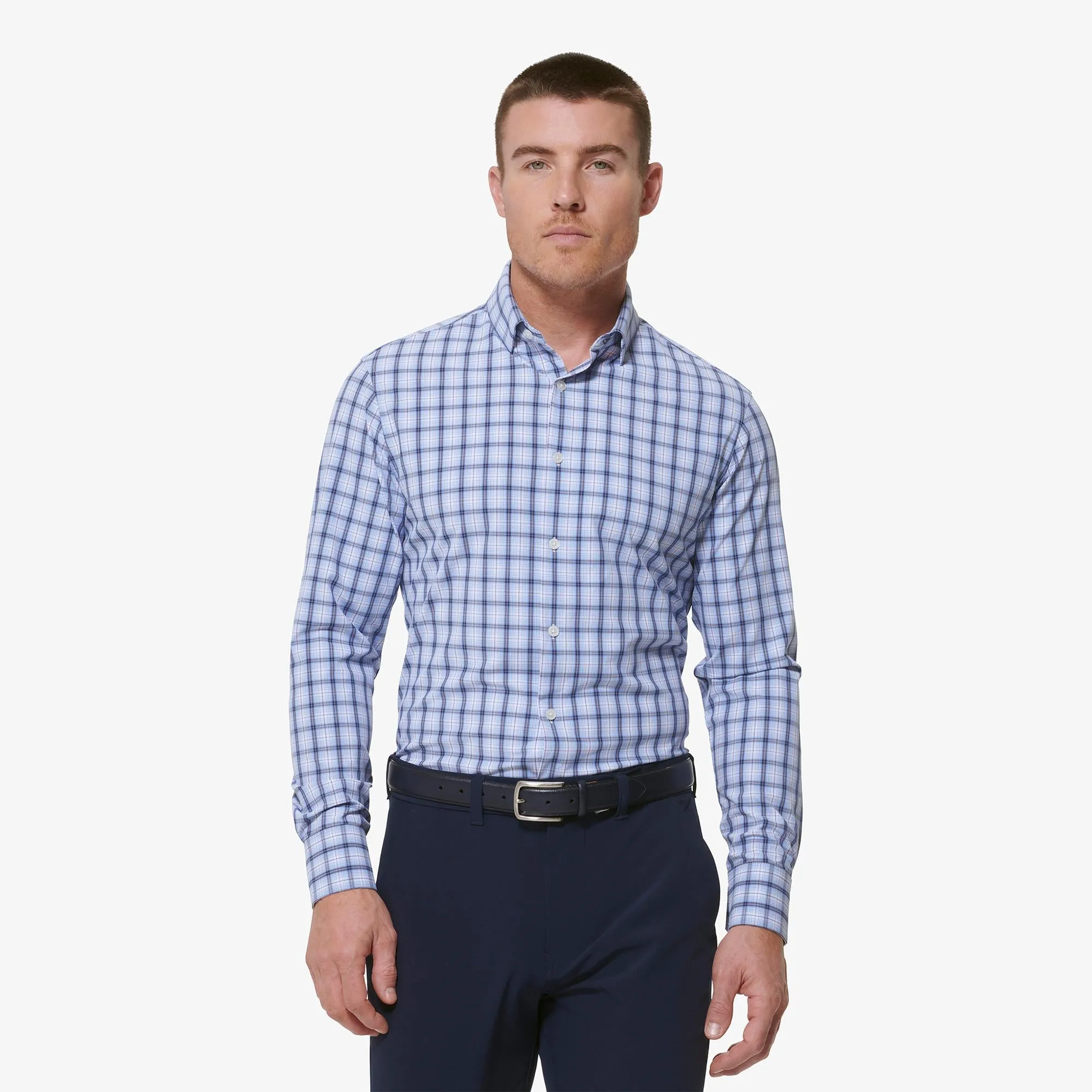 Men's Mizzen   Main | Leeward Trim Long Sleeve | Light Blue Plaid