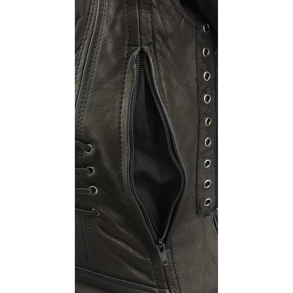 Milwaukee Leather MLL2535 Women's Black Leather Lightweight Scuba