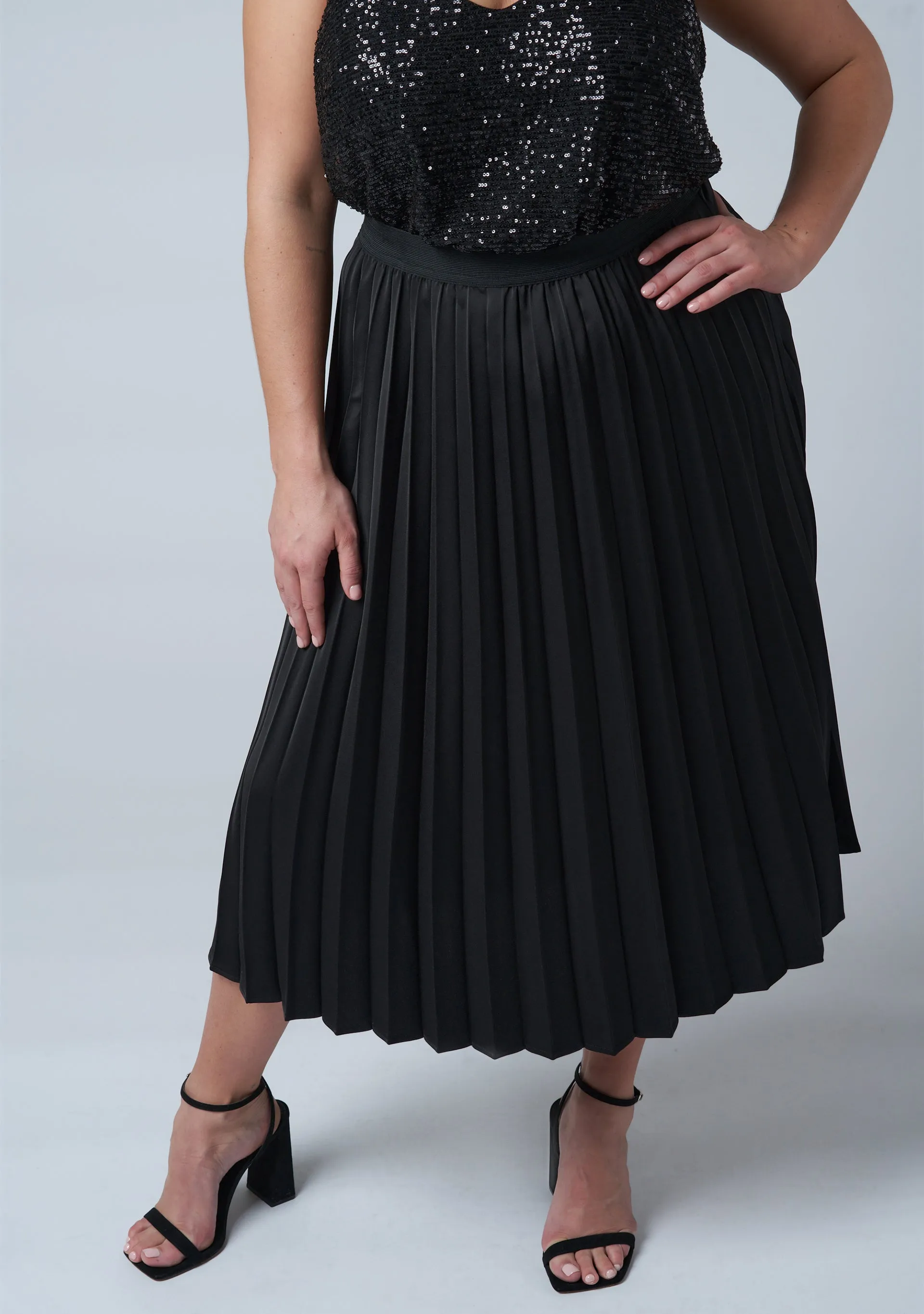 My Best Pleated Satin Skirt