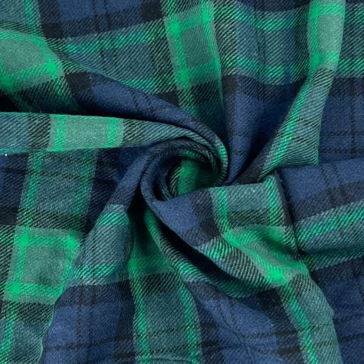 Navy & Green 1" Plaid Flannel Shirting | SKU 3921 #S117