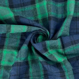 Navy & Green 1" Plaid Flannel Shirting | SKU 3921 #S117