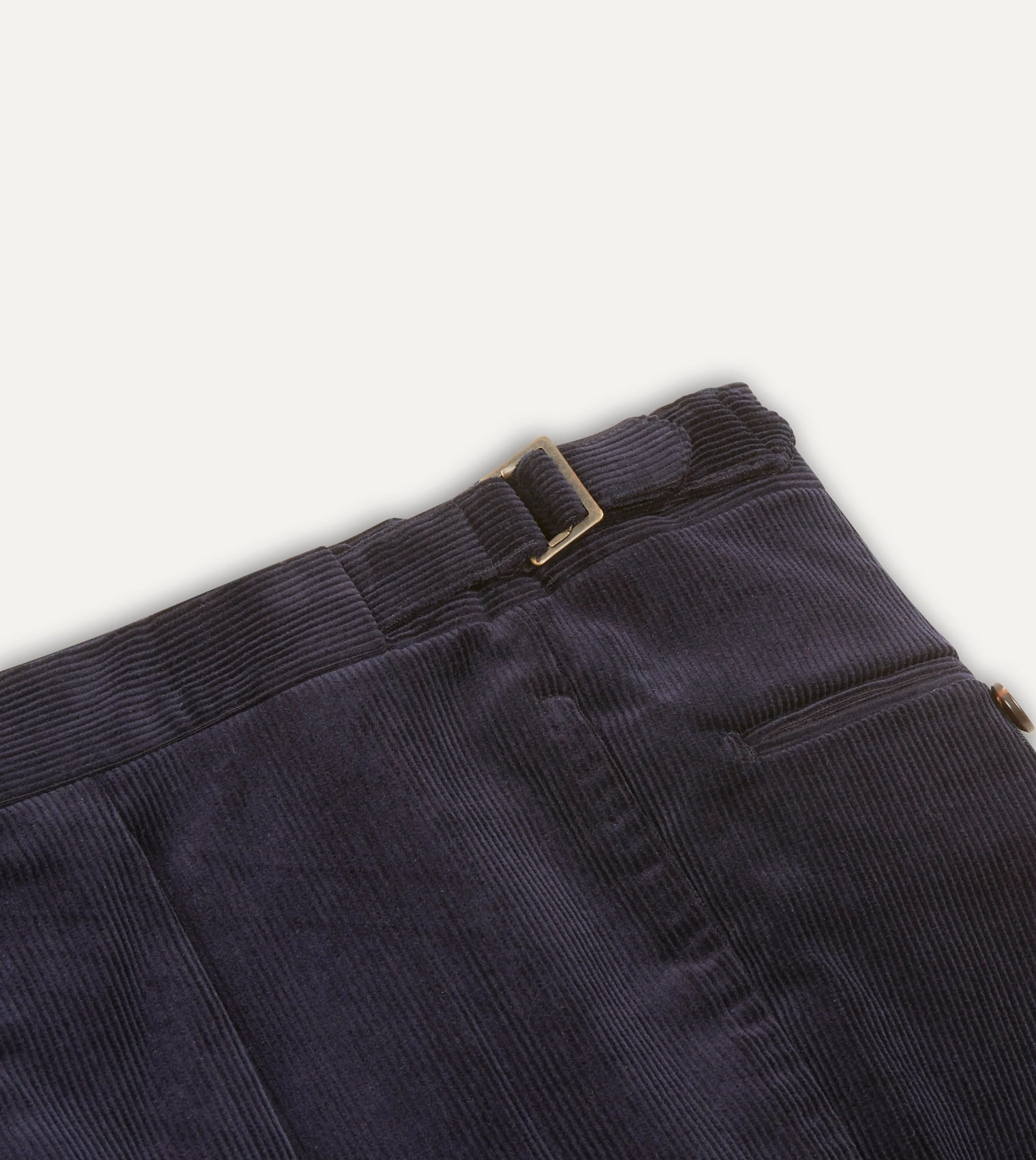 Navy Mid-Wale Corduroy Single Pleat Trouser