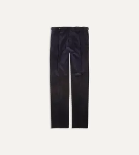 Navy Mid-Wale Corduroy Single Pleat Trouser