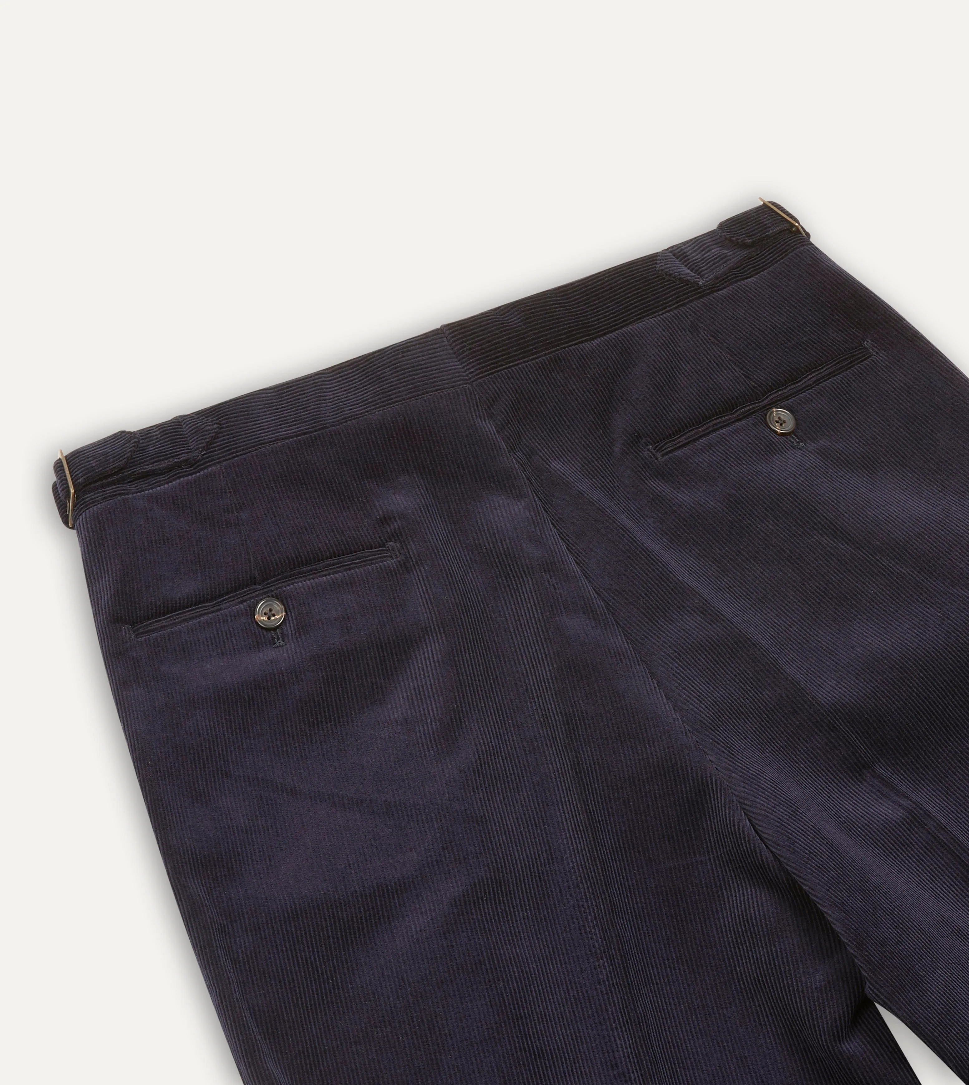 Navy Mid-Wale Corduroy Single Pleat Trouser