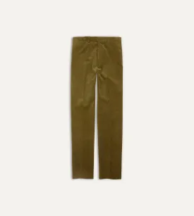 Olive Mid-Wale Corduroy Flat Front Trouser