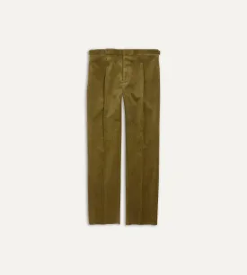 Olive Mid-Wale Corduroy Single Pleat Trouser