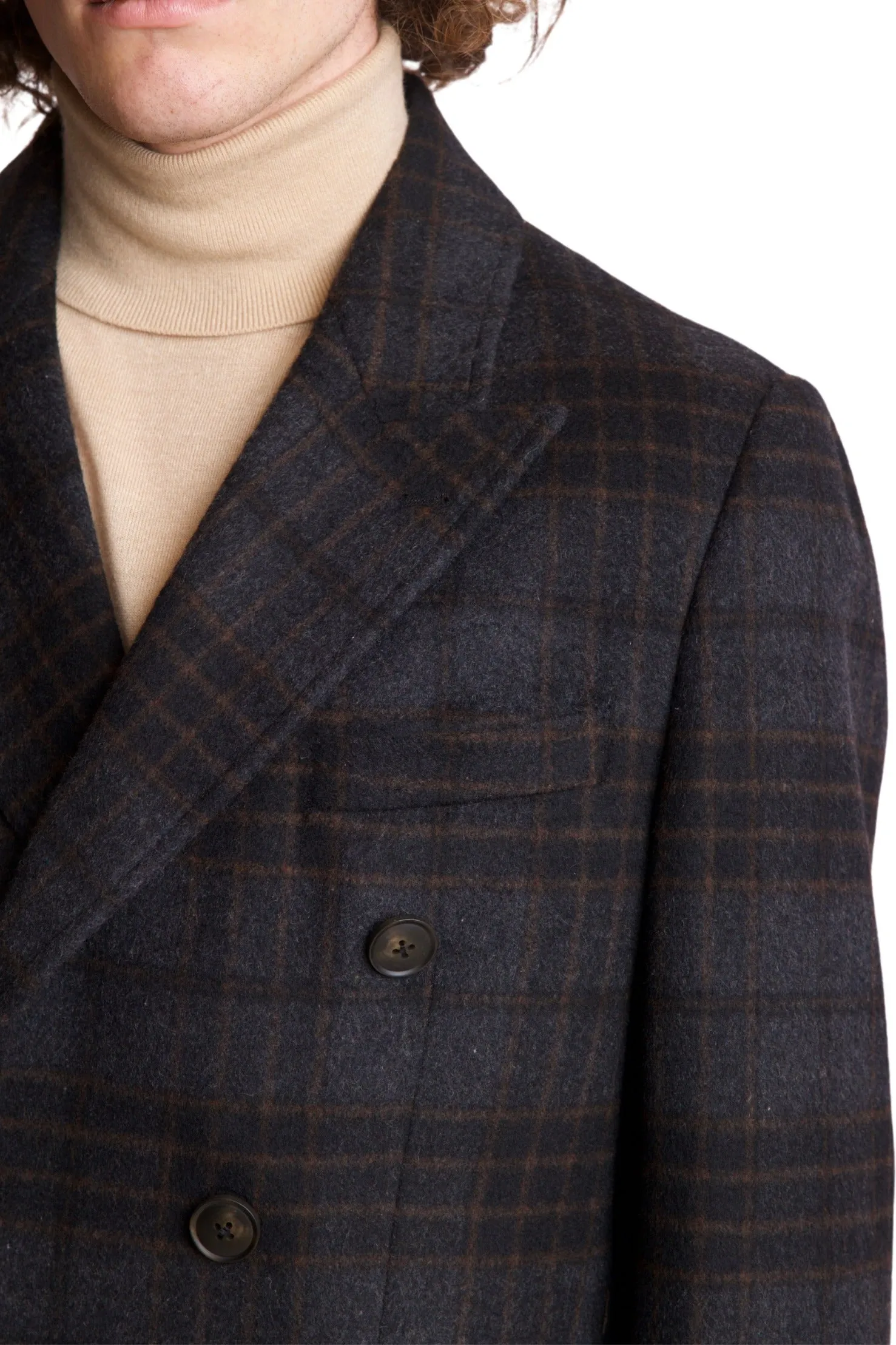 Peak DB Coat - slim - Charcoal Check Soft Touch