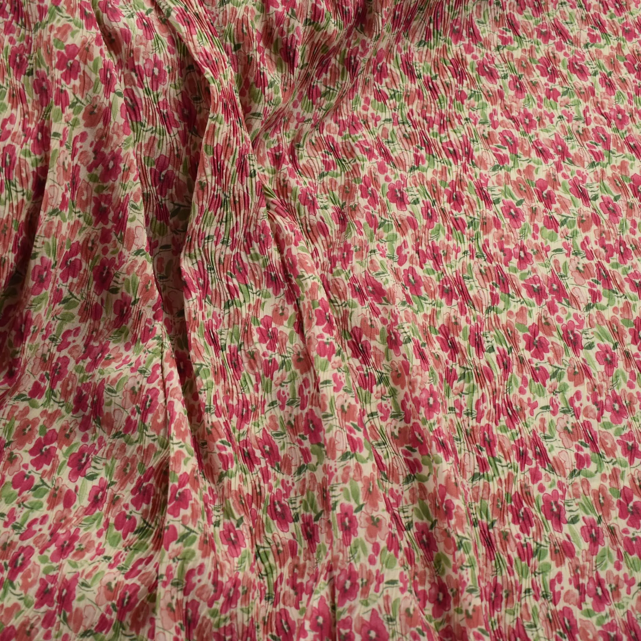 Pleated Floral Prints SS-28922 Pink - White.