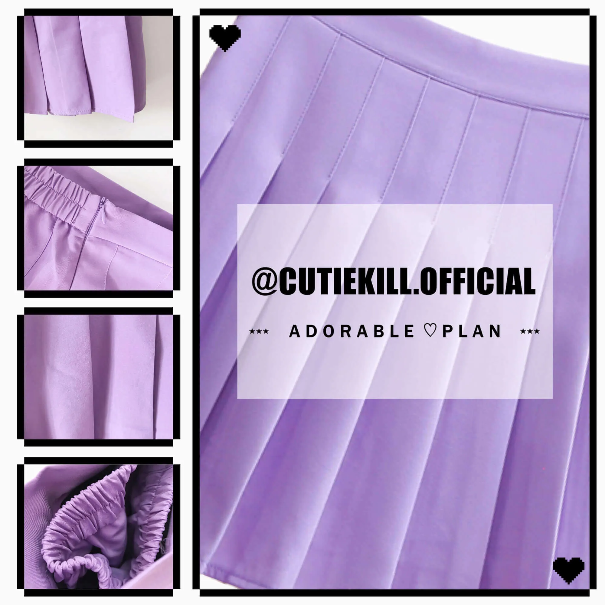 [Plus size] Pastel purple A-line pleated skirt