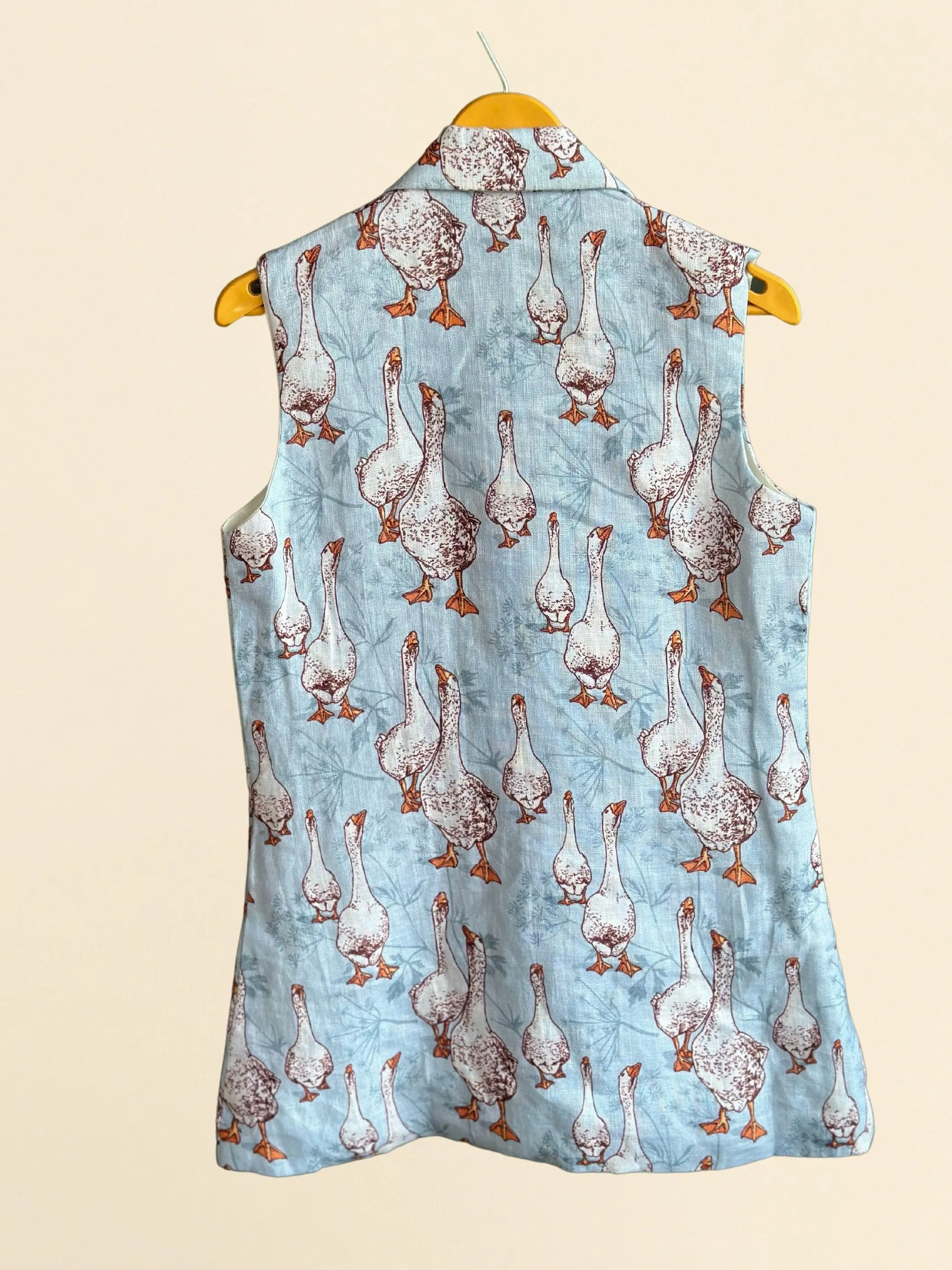 Pre-Order: Goose Print Pure Linen Blazer Dress