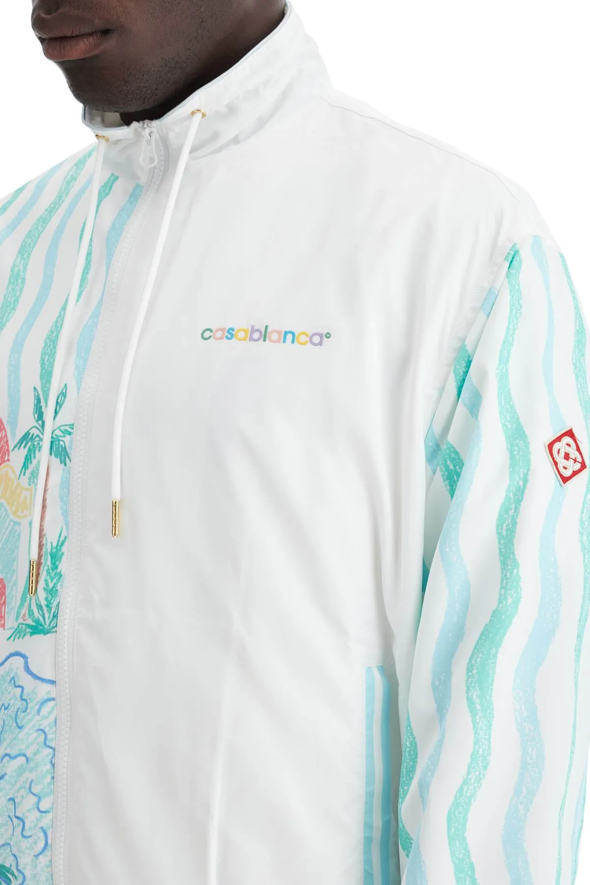 "windbreaker jacket with maison memphis print"