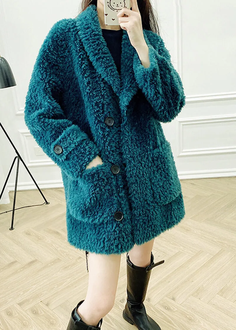 Single Breasted High Pile Fleece Lamb Wool Coat