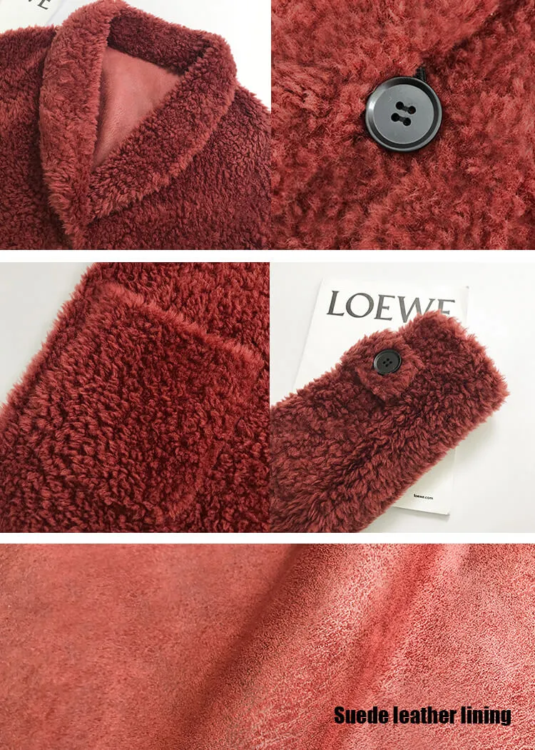 Single Breasted High Pile Fleece Lamb Wool Coat