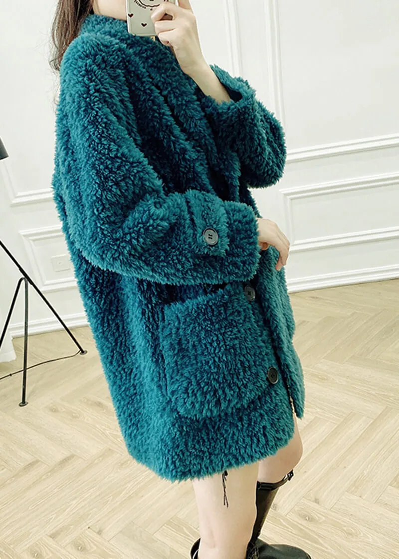 Single Breasted High Pile Fleece Lamb Wool Coat