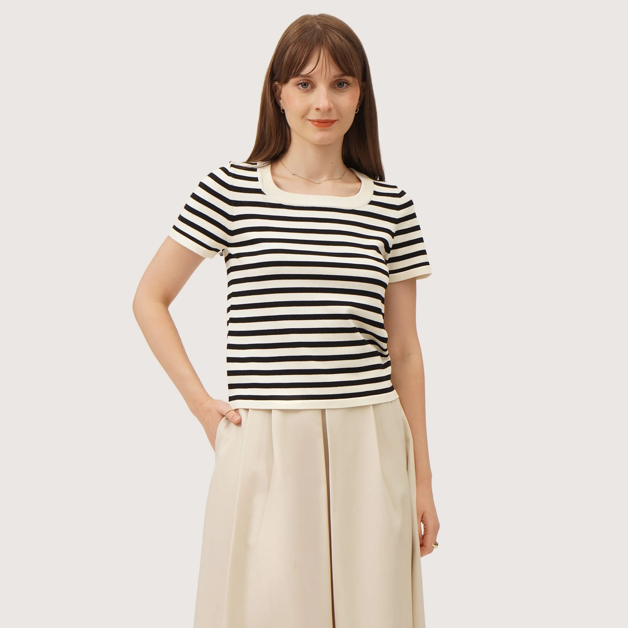 Striped Knit T-Shirt