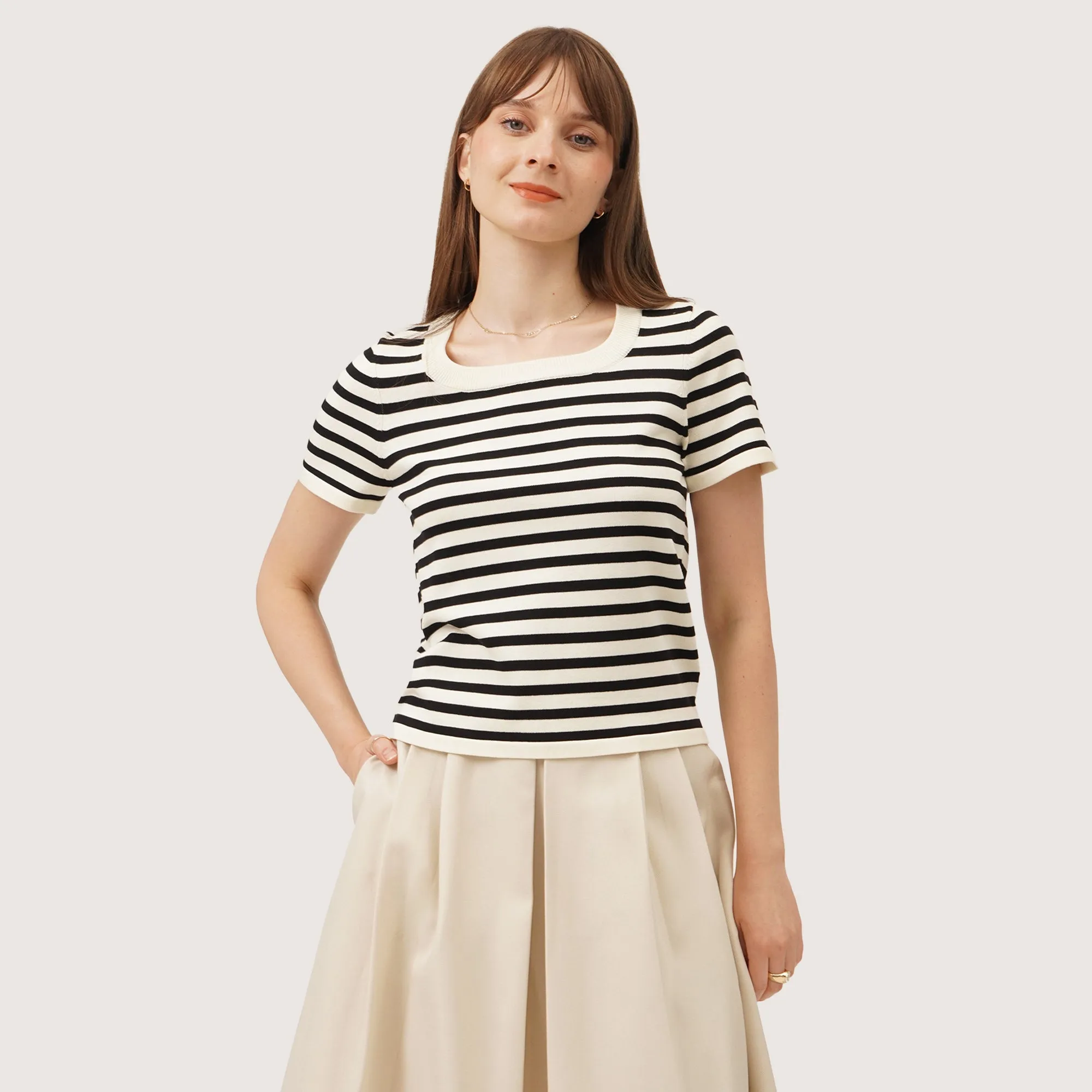 Striped Knit T-Shirt