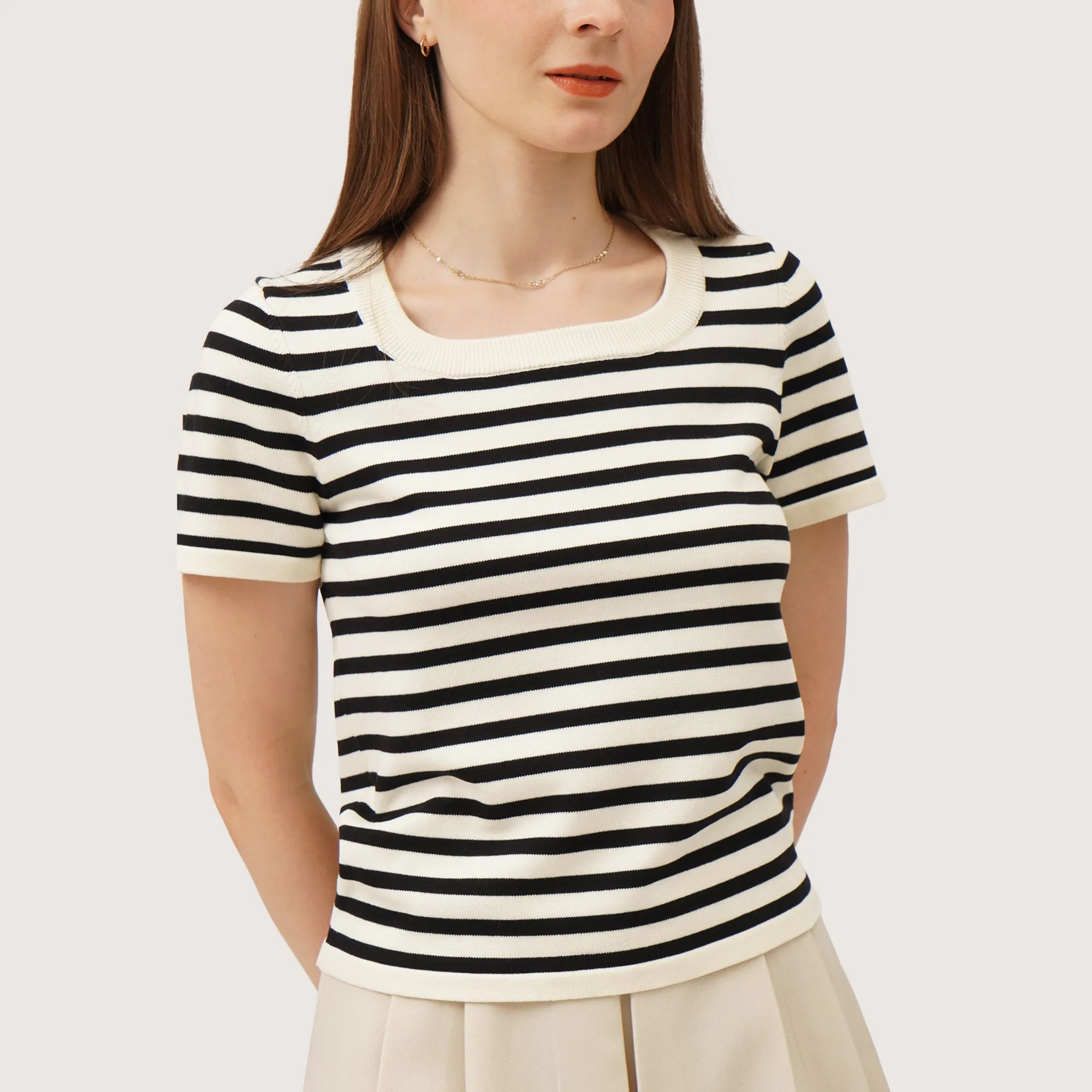 Striped Knit T-Shirt