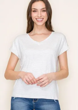 Striped Vneck Tees - 2 Colors!