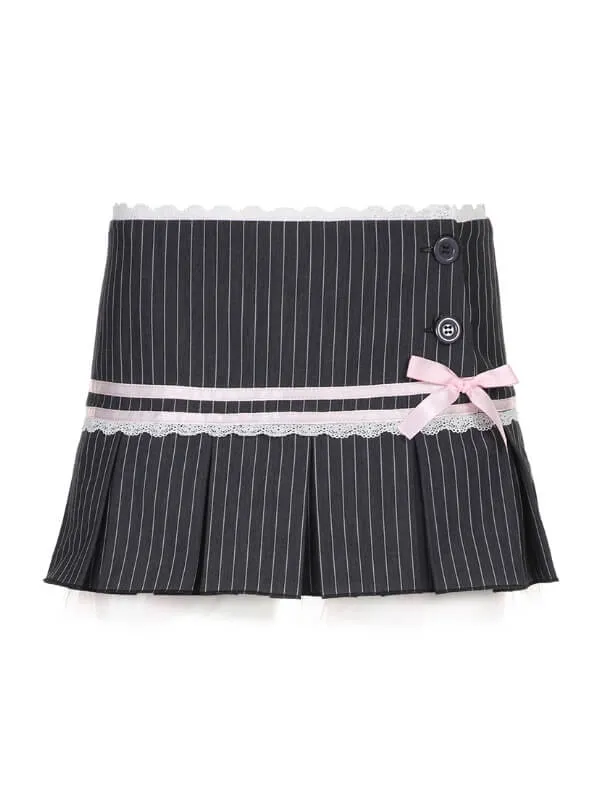 Sweet bow lace academia skirt