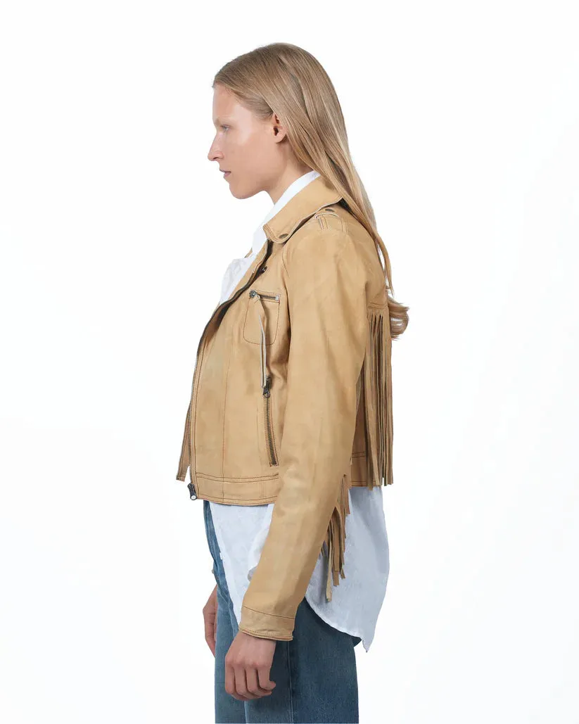 Tina Waxed Suede Jacket - Chamois