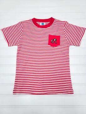 UGA Striped Pocket Tee - Red/White