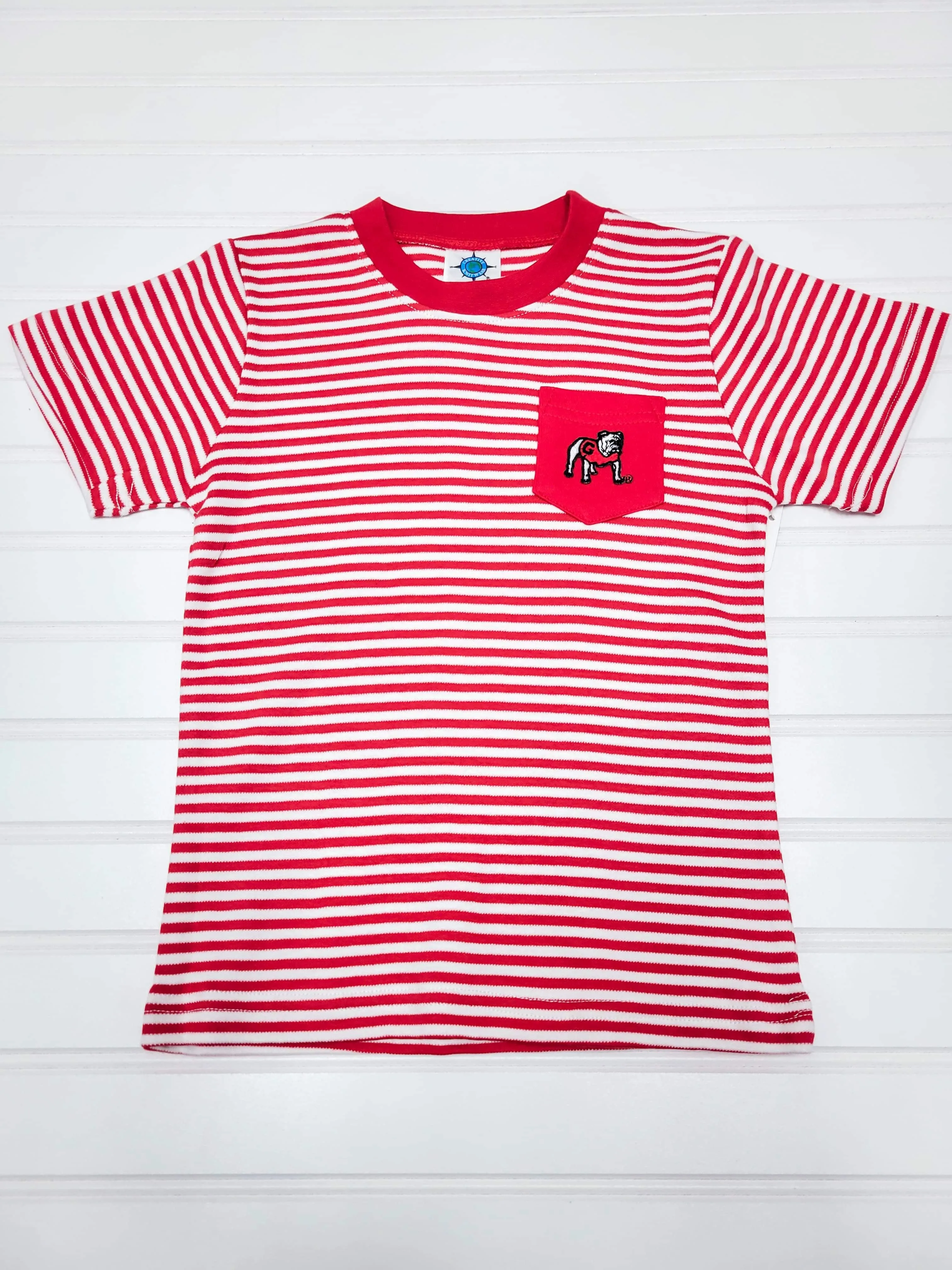 UGA Striped Pocket Tee - Red/White