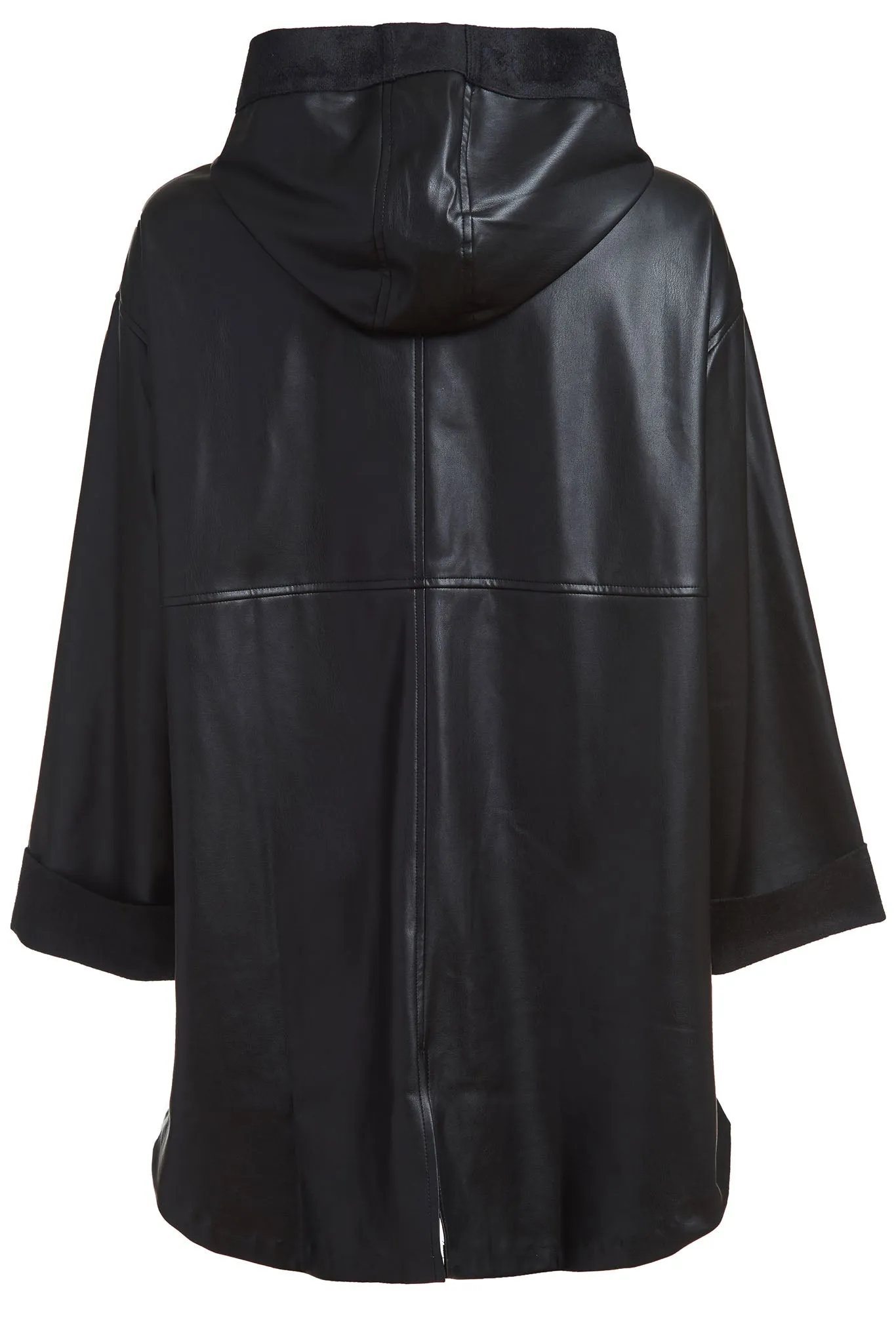 Vegan Leather Snap Front Hooded Jacket - The Dominic