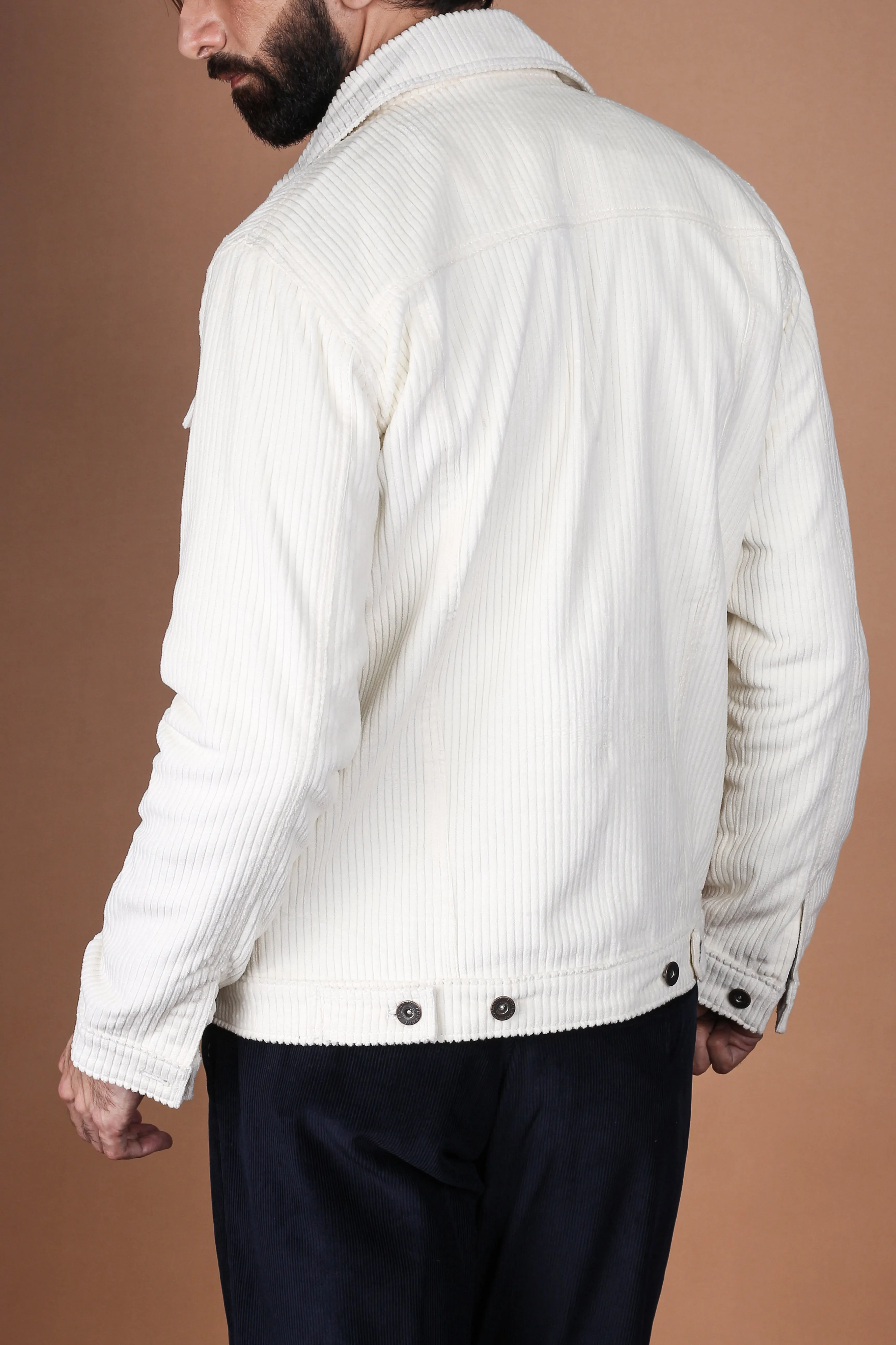 White Wide Wale Corduroy Jacket