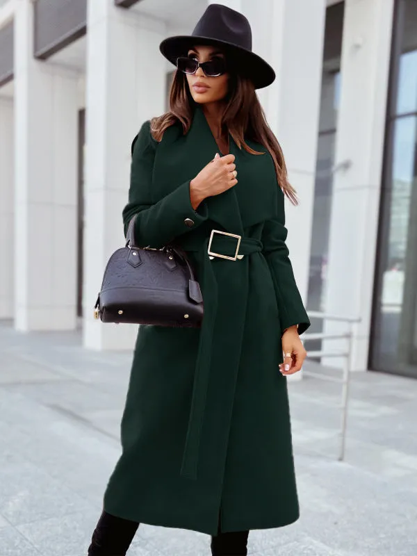 Winter Belted Trench Coat | Single-Breasted Woolen Coat