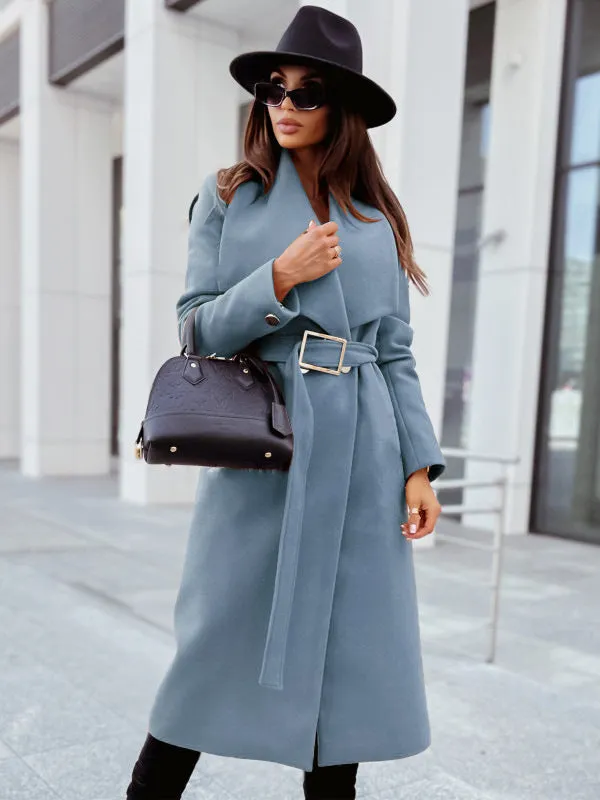 Winter Belted Trench Coat | Single-Breasted Woolen Coat